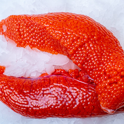 Trout roe in skeins, frozen