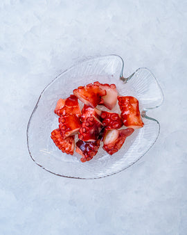 Marinerede blækspruttefangarme i hvidløgssauce